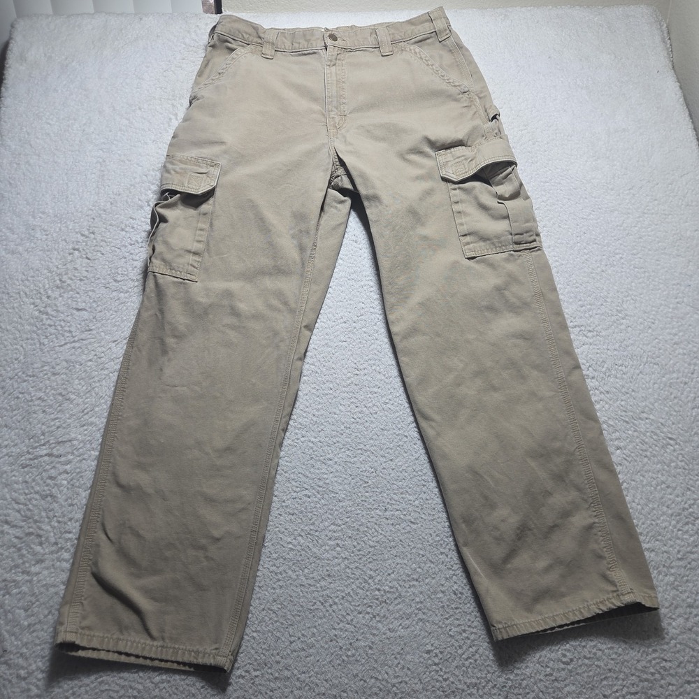 Carhartt B240 DMS Men's Canvas Cargo Work Pants Tan Khaki 36x31 Construction
